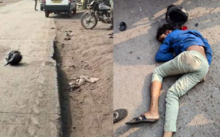 गड्ढे की वजह से हुआ भयानक हादसा: बाइक सवार की जान गई, दूसरा घायल