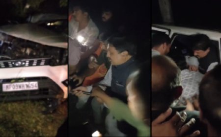 विधायक ने दिखाई मानवता: पलटी कार के चालक की जान बचाई